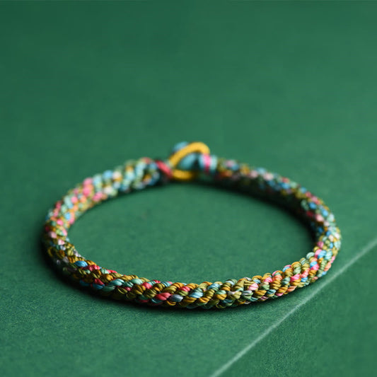 Ancient Tibetan Buddhist Red String Tradition Colorful Rope Luck Handcrafted Braided Child Adult Bracelet