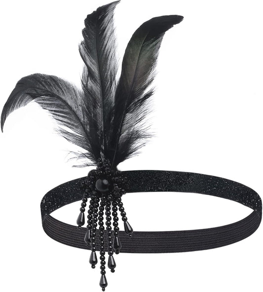 1920s Flapper Headpiece Roaring 20s Feather Headband Roaring 20s Gatsby Hair Accessories