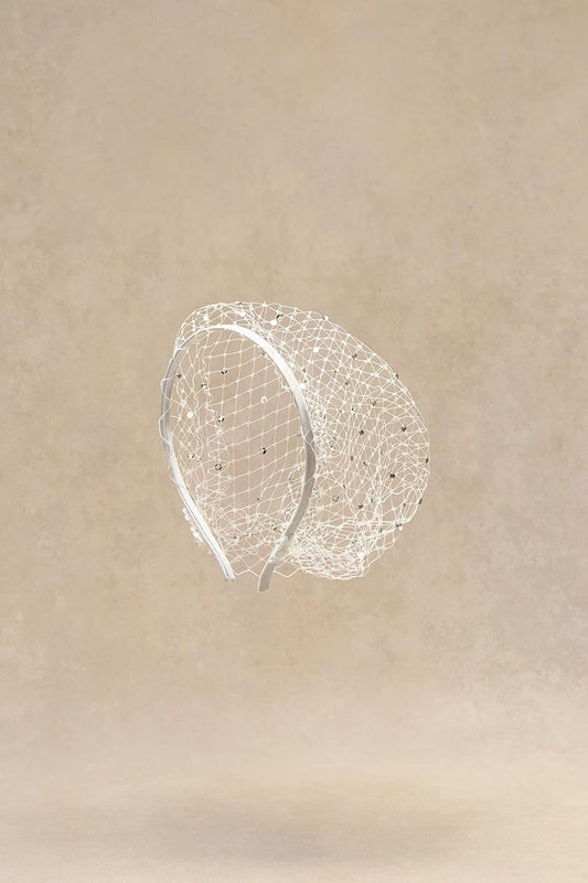 1920s Flapper Fascinator Mesh Veil Headband Bridal Wedding Tea Party Fascinator Veil with Rhinestone for Women