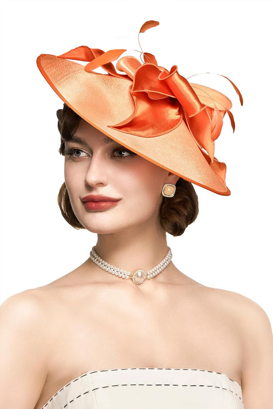 Derby Hats for Women - Fascinators Tea Party Hats Headband Wide Brim Fascinator Wedding Cocktail Flower Feathers