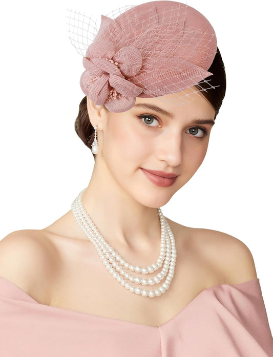 Fascinators Hats for Women - Sinamay Tea Party Fascinators Kentucky Headband British Derby Hat for Wedding Cocktail