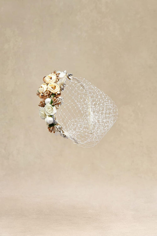 1920s Fascinator Mesh Flower Pearl Veil Headband Bridal Wedding Tea Party Fascinator Veil for Women