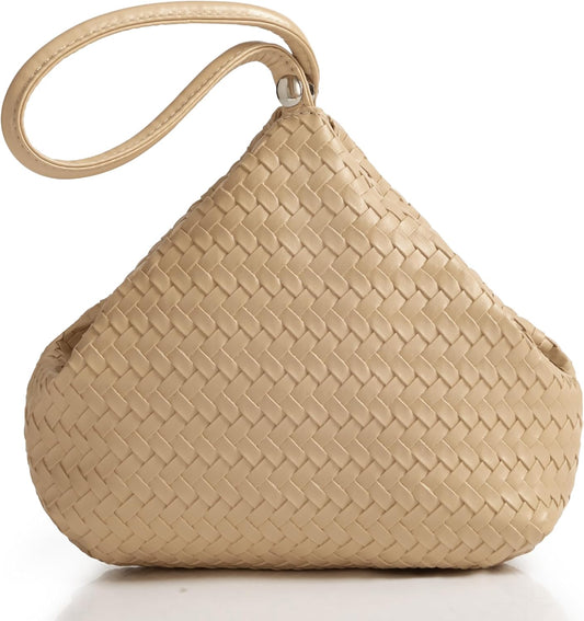 Clutch Purses for Women - Woven Purse Evening Bags Faux Leather Wristlet Handbag for Daily Party