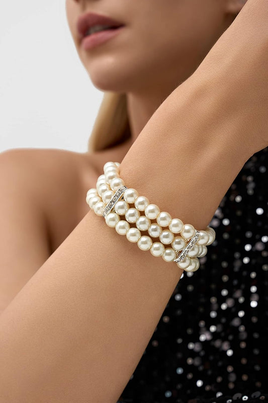 1920s Flapper Imitation Pearl Bracelet Great Gatsby Pearl Bracelet Roaring 20s Accessories Jewelry Set