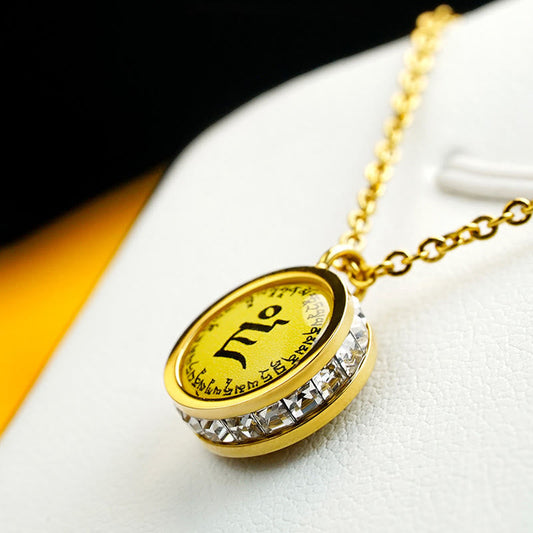 Buddha Energy Necklace Tibetan Yellow God Of Wealth Green Tara Buddha Serenity Titanium Steel Necklace Pendant