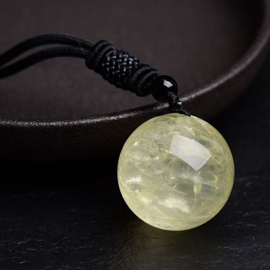 Golden Energy Citrine Various Crystal Ball Amethyst Wealth Solar Plexus Chakra (Third Chakra) Pink Crystal White Crystal Healing Necklace Pendant