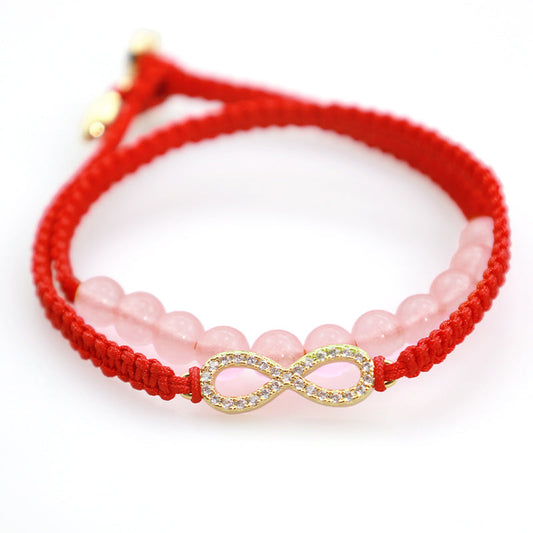 Ancient Tibetan Buddhist Red String Tradition Tibetan Handmade Lotus Pink Crystal Soothing Red String Bracelet (Extra 30% Off | USE CODE: FS30)