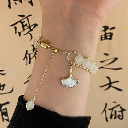 Jade Ginkgo Leaf Jade Bead Luck Bracelet