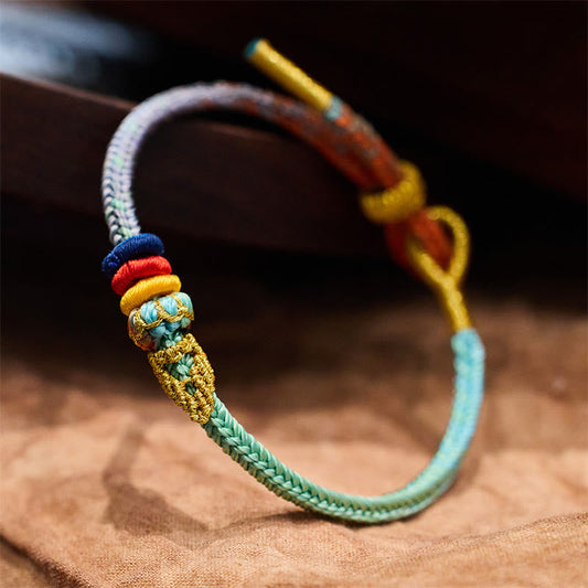 Ancient Tibetan Buddhist Red String Tradition Colorful Rope Eight Thread Peace Knot Luck Handmade Bracelet