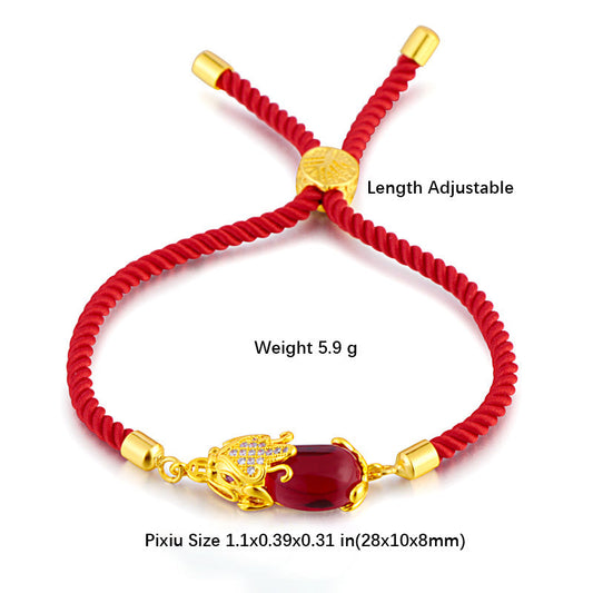 Ancient Tibetan Buddhist Red String Tradition Wealth Attractor Red Agate Pixiu Red String Bracelet