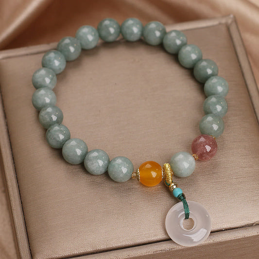Jade Natural Jade Strawberry Quartz Bead Peace Buckle Prosperity Bracelet