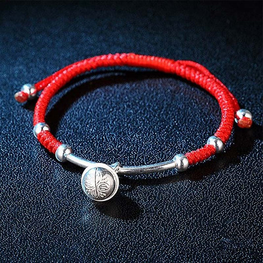 Ancient Tibetan Buddhist Red String Tradition FengShui Lucky Red String Bell Bracelet