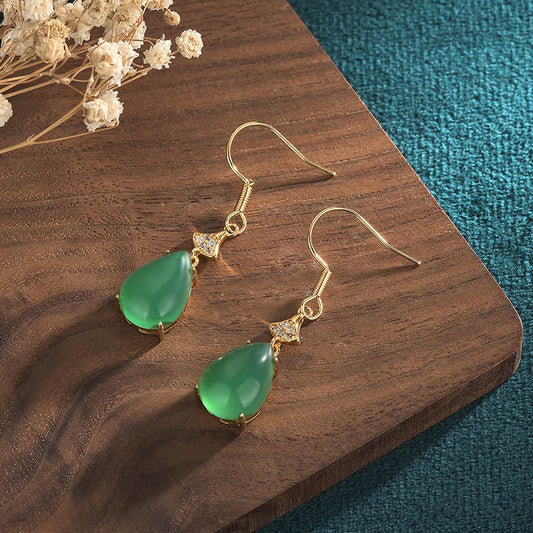 Jade Cyan Jade Luck Drop Earrings