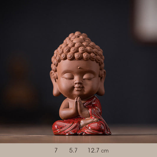 Spirituality Mini Gautama Buddha Sakyamuni Kwan Yin Avalokitesvara Ksitigarbha Serenity Ceramic Desk Decoration
