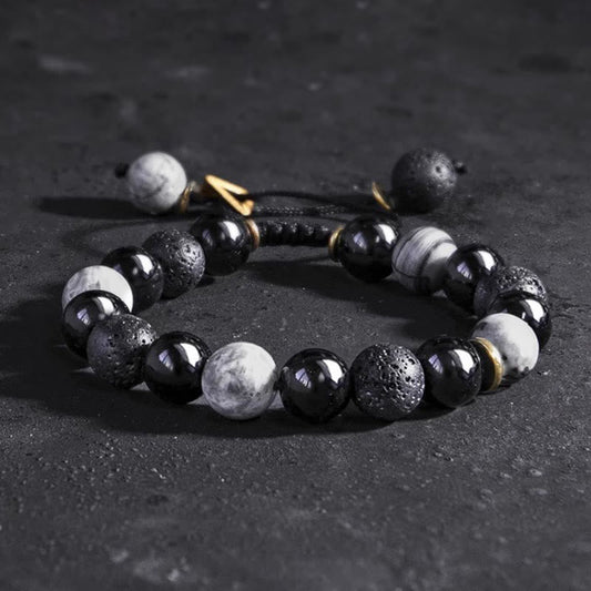 FREE Today: Transmute Negative Energy Black Obsidian Lava Rock Stone Yin Yang Strength Bracelet