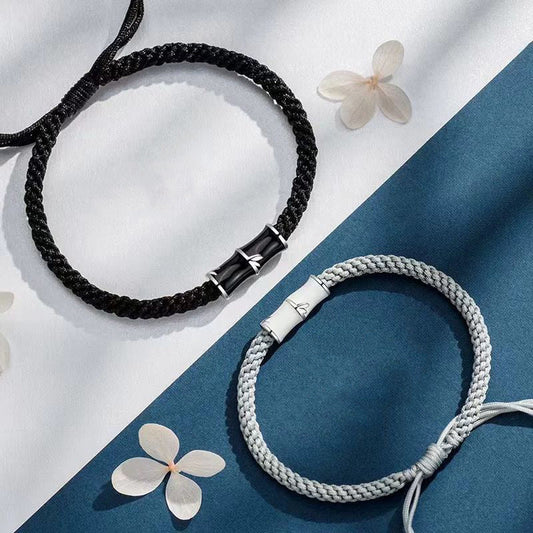 Ancient Tibetan Buddhist Red String Tradition Bamboo Pattern Healing Couple Rope Bracelet