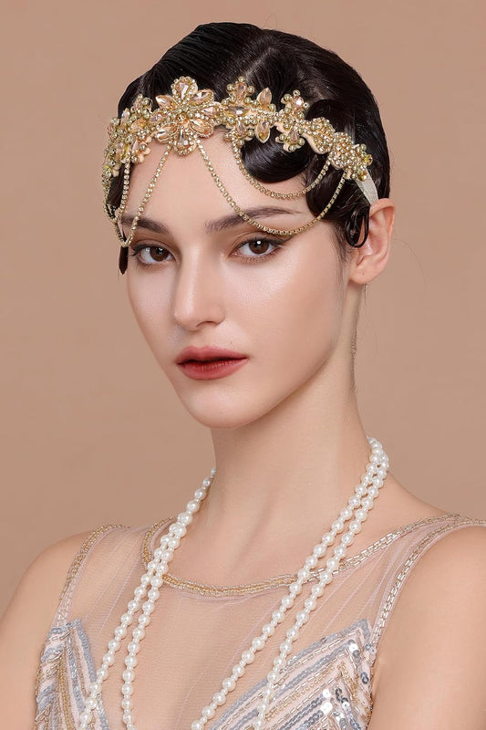 1920s Flapper Headpiece Roaring 20s Headband Great Gatsby Headband Chain for Women Vintage Hair Accessory