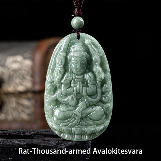 Jade Chinese Zodiac Natal Buddha Natural Jade Wealth Prosperity Necklace Pendant