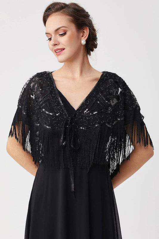 1920s Shawl Wraps Gatsby Beaded Evening Cape Bridal Shawl for Evening Dresses Wedding Party