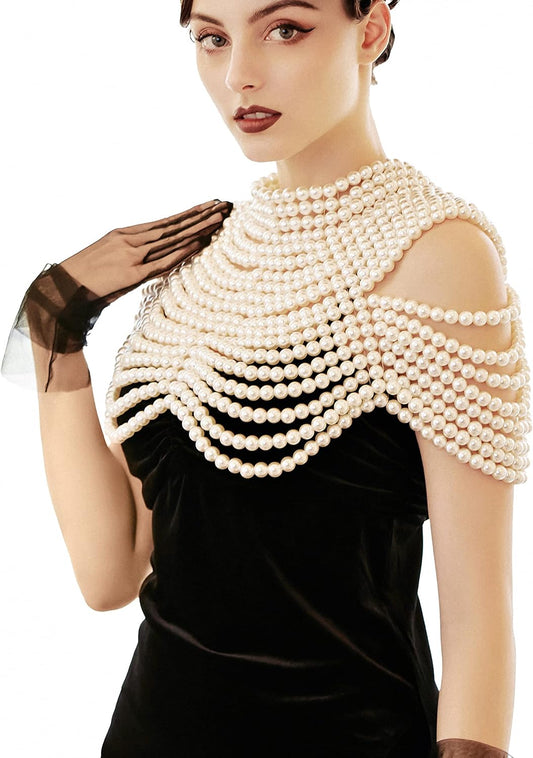 Women’s Pearl Body Chain – Fashion Necklace Top Shawl Handmade Jewelry for Women