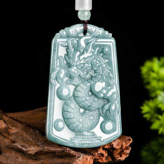 Jade Year Of The Dragon Chinese Zodiac Dragon Travels The World Jade Strength Necklace Pendant