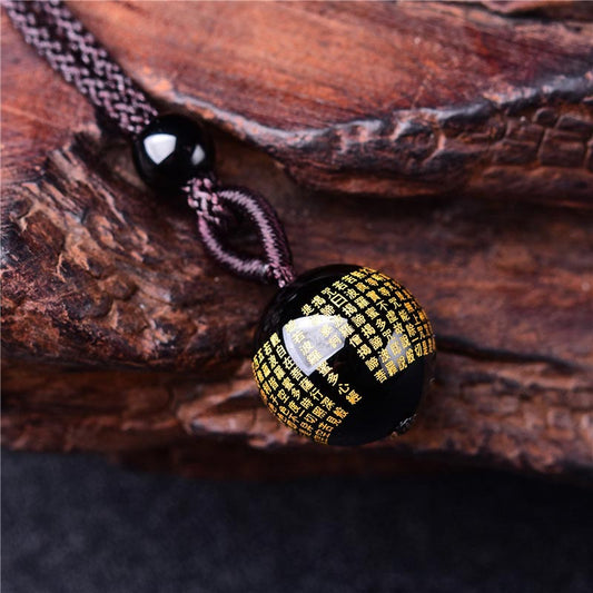 Golden Energy Citrine Tibetan Buddhism Ancient Heart Sutra Necklace