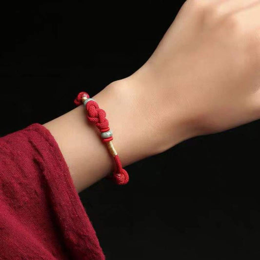 Jade Red String Jade Luck Fortune Knot Braided String Bracelet