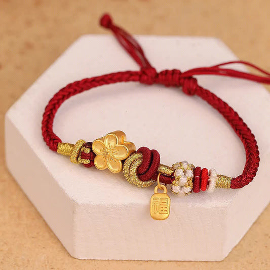 Ancient Tibetan Buddhist Red String Tradition Peach Blossom Happiness Charm Luck Red String Bracelet