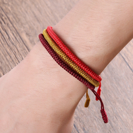 For Wealth, Luck, Prosperity, and Positive Energy - Three-Color Tibetan Vajra Knot Bracelet