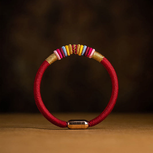 Ancient Tibetan Buddhist Red String Tradition Tibetan Handmade King Kong Knot Protection Magnetic Buckle Braided Bracelet