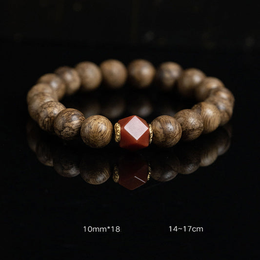 Spirituality Tarakan Agarwood Amber Red Agate Laughing Buddha Strength Meditation Bracelet