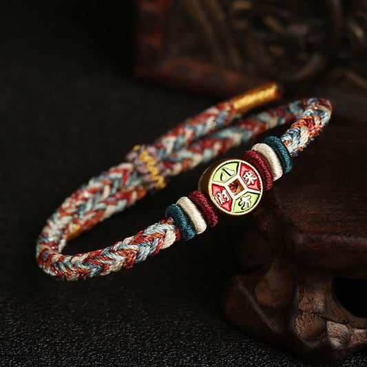 ❗❗❗A Flash Sale- Ancient Tibetan Buddhist Red String Tradition Colorful Rope Wealth Comes From All Directions Handmade Eight Thread Peace Knot Luck Bracelet