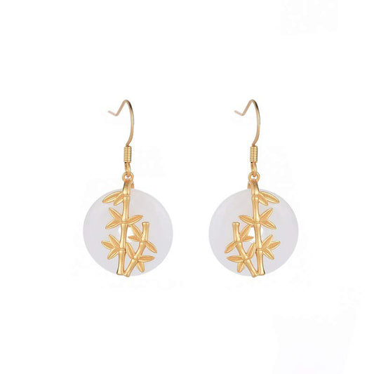 Jade FengShui White Jade Fortune Earrings