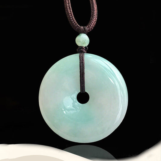 Jade Round Jade String Luck Necklace Pendant