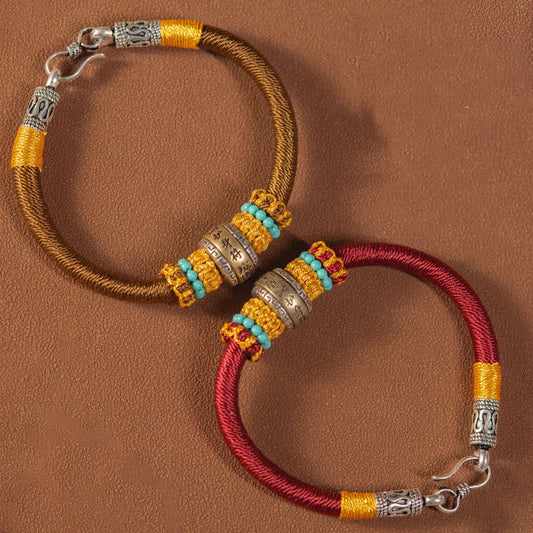 Ancient Tibetan Buddhist Red String Tradition Handmade Tibetan Amulet King Kong Knot Luck Protection Braided Bracelet