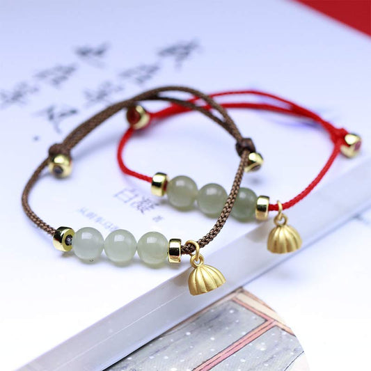 Jade Natural Jade Lotus Seed Strength Red String Weave Bracelet
