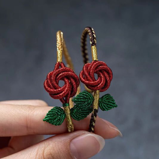 Ancient Tibetan Buddhist Red String Tradition Rose Flower Rope Eight Thread Peace Knot Luck Handmade Bracelet