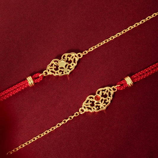 Ancient Tibetan Buddhist Red String Tradition Lock of Good Wishes Luck Strength Chain Bracelet