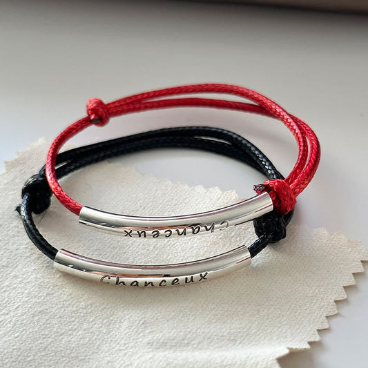 Ancient Tibetan Buddhist Red String Tradition 925 Sterling Silver CHANCEUX French Lucky Design Protection Bracelet
