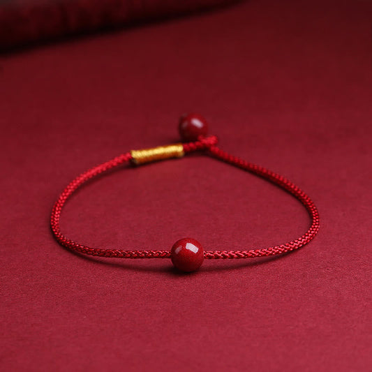 Ancient Tibetan Buddhist Red String Tradition Natural Cinnabar Red Agate Blessing Red String Bracelet