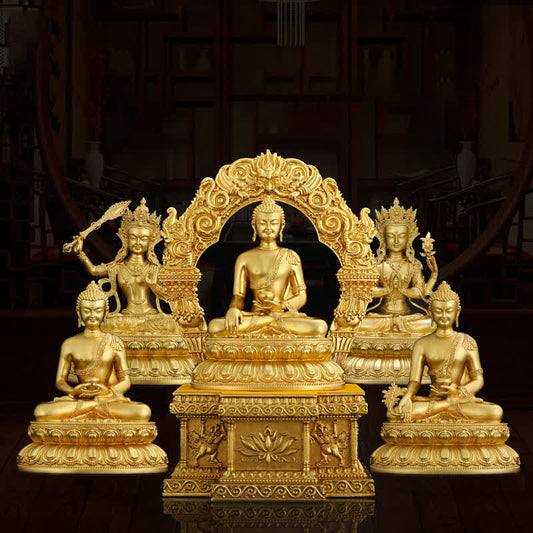 Spirituality Shakyamuni Amitabha Medicine Buddha Figurine Serenity Copper Statue Home Decoration