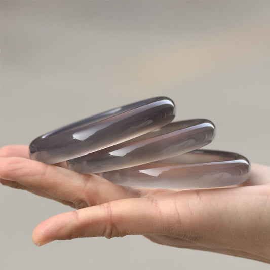 Jade Natural Gray Chalcedony Harmony Bangle Bracelet