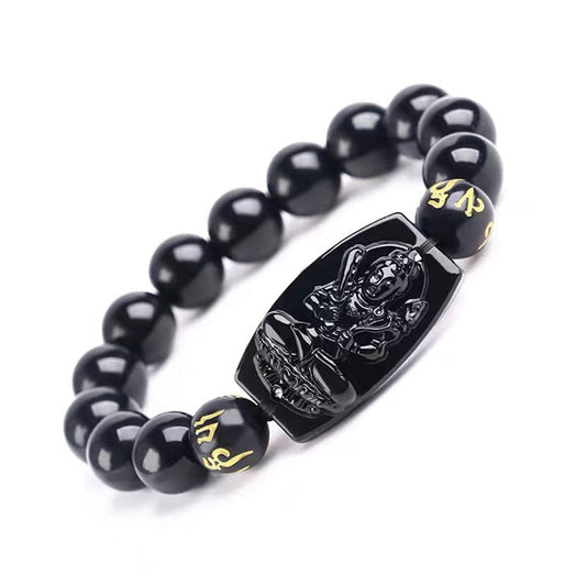 Spirituality Buddha Karma Chinese Zodiac Obsidian Protection Bracelet