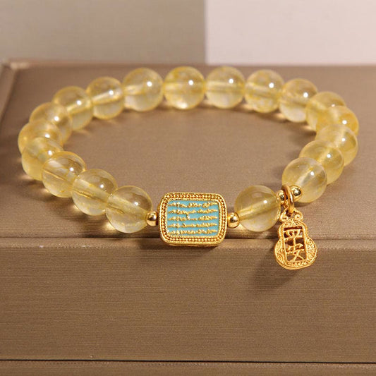 Golden Energy Citrine Natural Wealth Solar Plexus Chakra (Third Chakra) Five Scriptures Generosity Bracelet