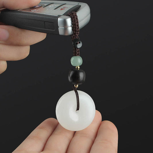 Jade White Jade Peace Buckle Protection Blessing Key Chain