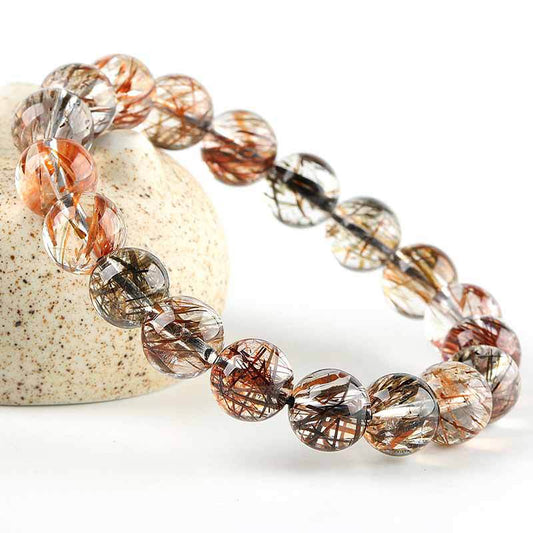 N009 Natural Black Gold Super Seven Crystal Bracelet : A Perfect Blend of Seven Chakra Balance, Spirituality, and Beauty