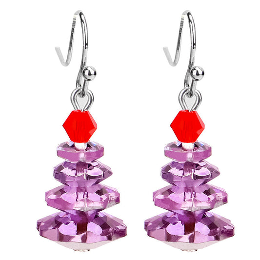043 Charming Austrian Crystal Christmas Tree Earrings Handmade, Lightweight, Perfect for Holiday Parties