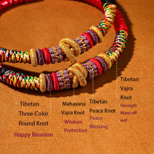 Adjustable Size, Multiple Protection Tibetan Lucky Red Rope Bracelet for Peace and Safety