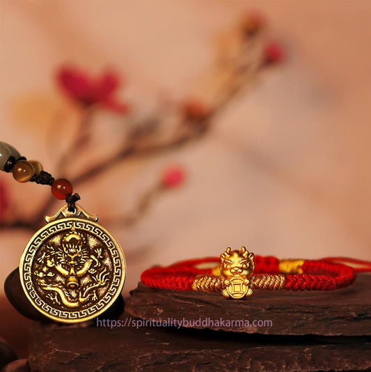 Jade Attract Wealth Coin Fortune Dragon Protection Bundle