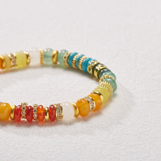 Jade Natural Red Agate Jade Rainbow Confidence Bracelet
